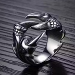 Stainless Steel Vintage Gothic Dragon Claw Biker Ring for Men