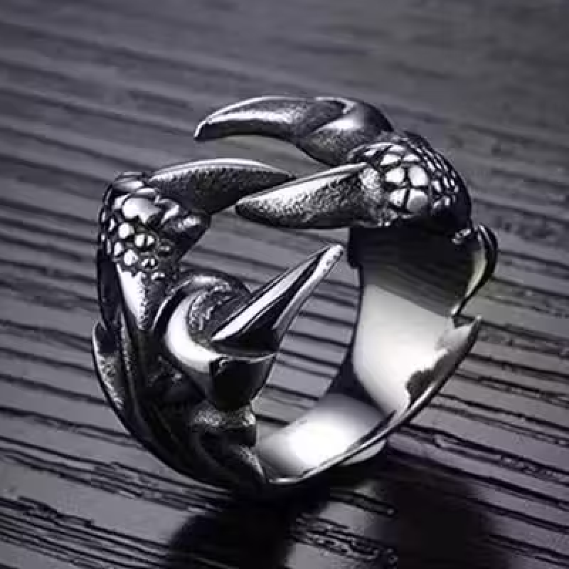 Stainless Steel Vintage Gothic Dragon Claw Biker Ring for Men