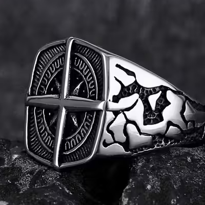 Men's Vintage Pirate Nautical Cross Band Style Biker Ring