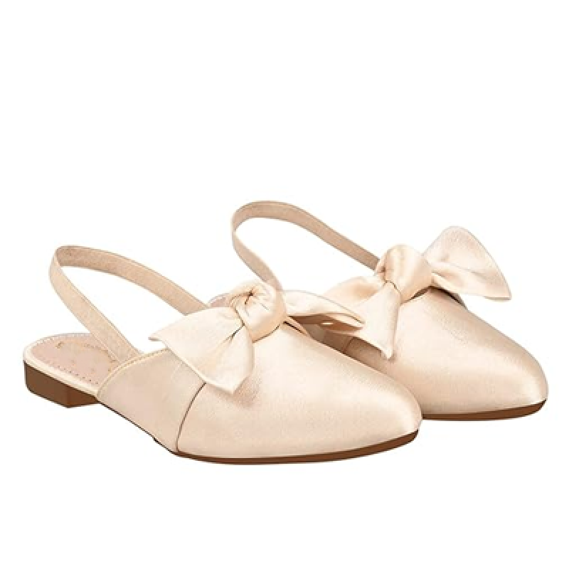 Women’s Flat Sandals – Stylish Slingback Slip-On Bally with Bow Design, Comfortable Casual & Party Footwear