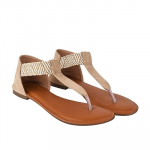 Women's Ethnic Style T-Strap Sandals Chevron Ankle Strap Flats for Casual & Festive Comfortable & Stylish Party