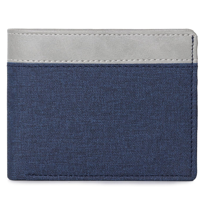 Blue & White Embellished PU Leather Wallet for Men | 3 Card Slots | 2 Currency & Secret Compartments | 1 Coin Pocket