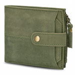 Olive Green Leather Wallet For Men, 2 Card Slot | RFID Wallet