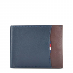 Men's Global Coin Wallet Mudcreek - Navy+Wine | 1 Coin Pocket | 2 Compartments | 4 Cards Slots | Stylish Men's Leather Wallet