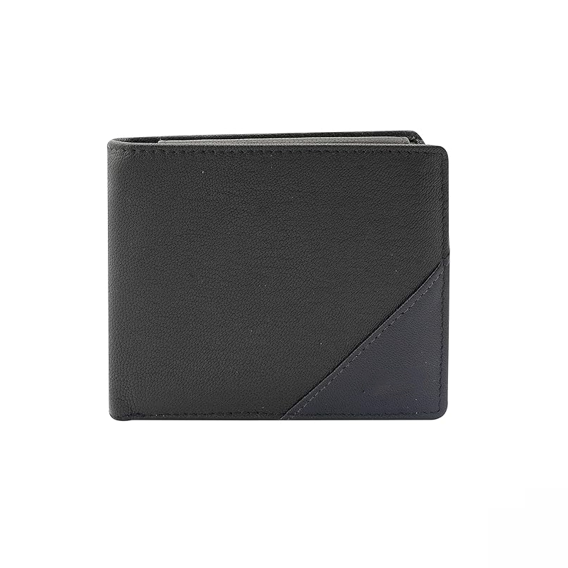 Navy Black Color Groix Over Flap Coin Leather Wallet