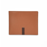 Benetton Men RFID Protected Derwent Slimfold Wallet - Tan+Brown, No. of Card Slot: 8 | Tape Inlayed Slimfold Wallet with Side Closure | Leather