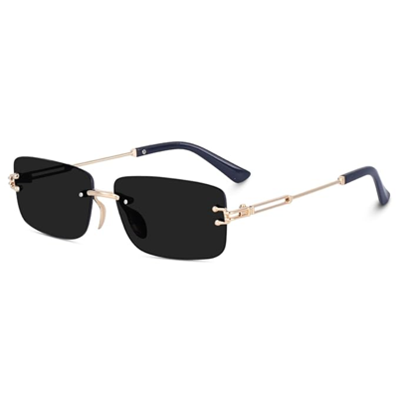 UV Protected Retro Rectangular Rimless Sunglasses for Men and Women