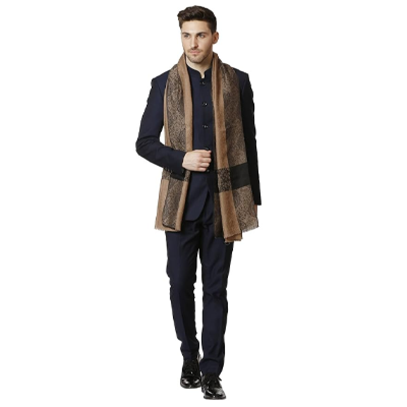 Woven Mens Stole, Self Weave Design, Mens Muffler, Warm Cashmere Feel