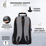 Anti Theft Number Lock Backpack Bag with 15.6 Inch Laptop Compartment, USB Charging Port & Organizer Pocket for Men Women Boys Girls