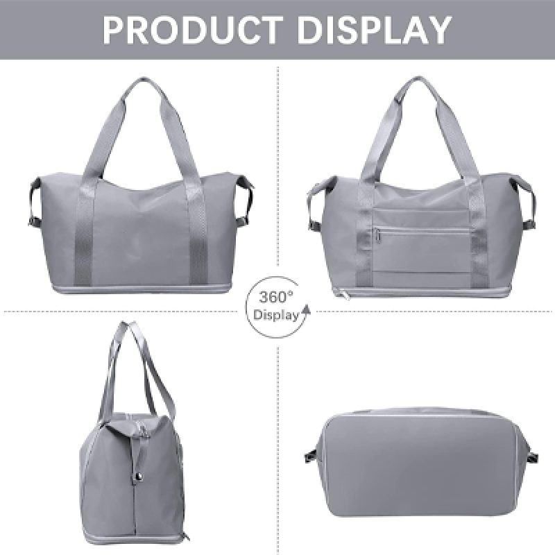 Nylon 41 Cms Imported Foldable Travel Duffle Bag for Women, Expandable Lightweight Waterproof Carry Weekender Overnight Luggage Bag (Grey)