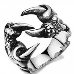 Stainless Steel Vintage Gothic Dragon Claw Biker Ring for Men
