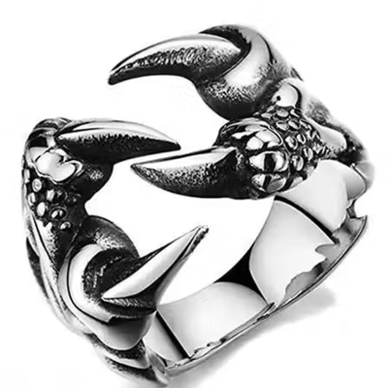 Stainless Steel Vintage Gothic Dragon Claw Biker Ring for Men