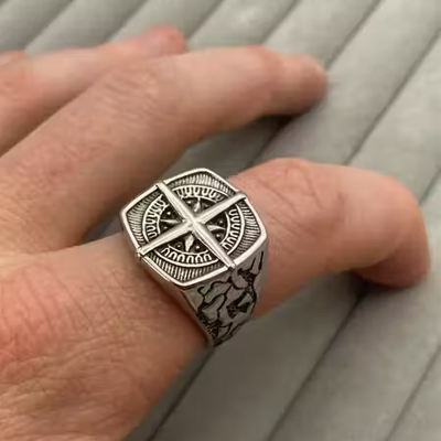 Men's Vintage Pirate Nautical Cross Band Style Biker Ring