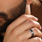 Rings for Men Dragon Celtic Inlay Polish Finish Silver Base Titanium Steel Ring for Men and Boys