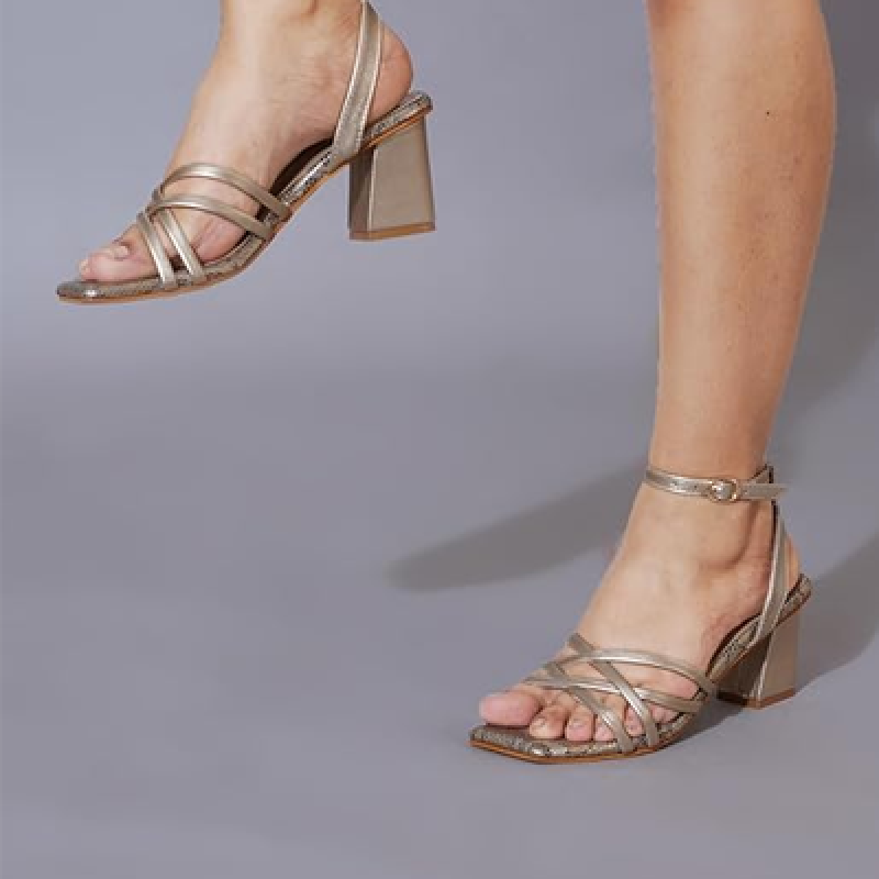 Women’s Block Heel Slip-On Sandals – Stylish Comfortable Heel Party Footwear Heels with Ankle Strap Design