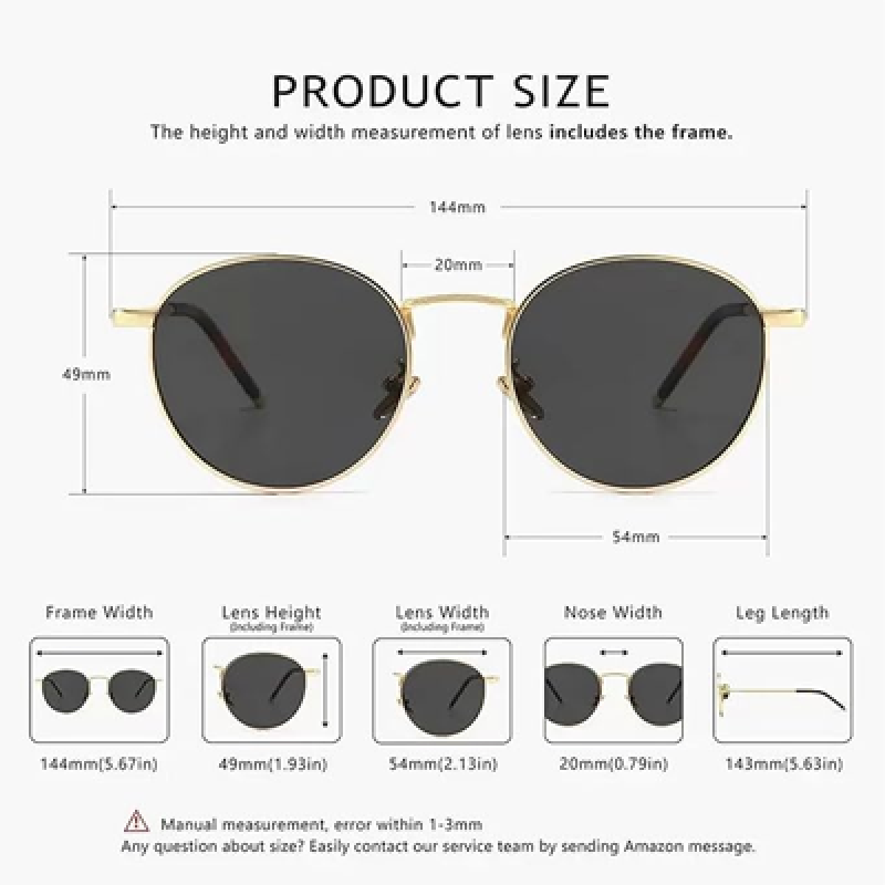 Ponderable UV Protection Coating Round Sunglasses for Men and Women Classic Metal Sun Glasses
