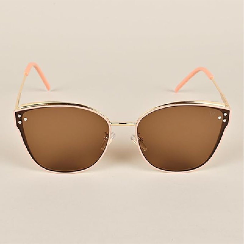 Uv Protected Cateye Sunglasses For Women (Brown Lens|Pink Frame