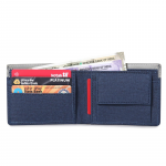 Blue & White Embellished PU Leather Wallet for Men | 3 Card Slots | 2 Currency & Secret Compartments | 1 Coin Pocket