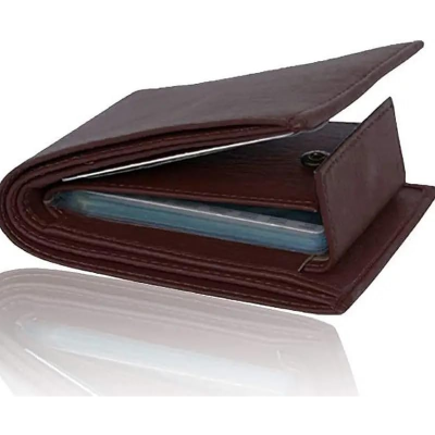 Brown Leather Wallet for Men, Multiple Card Slots, Cash Compartment, Classic Bifold Design, Metro Card and ID Holder