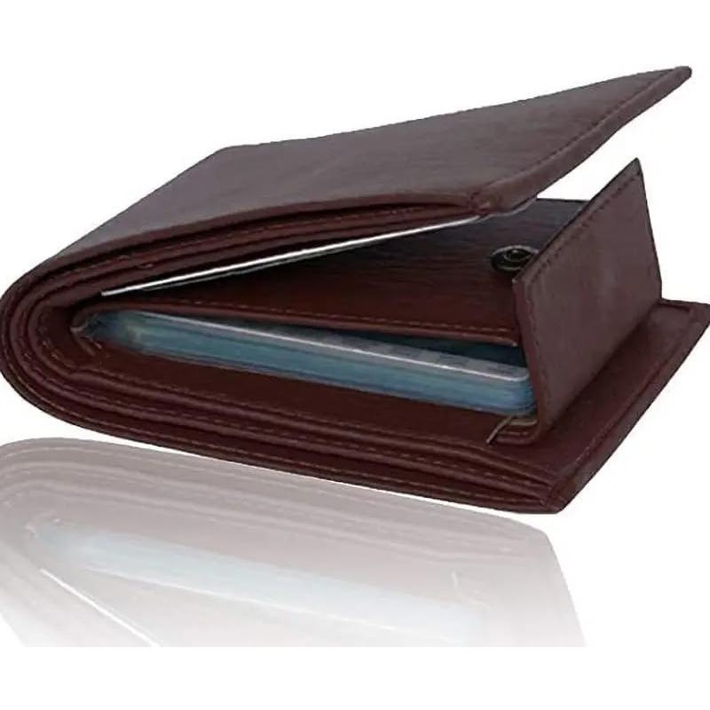 Brown Leather Wallet for Men, Multiple Card Slots, Cash Compartment, Classic Bifold Design, Metro Card and ID Holder