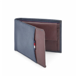 Men's Global Coin Wallet Mudcreek - Navy+Wine | 1 Coin Pocket | 2 Compartments | 4 Cards Slots | Stylish Men's Leather Wallet