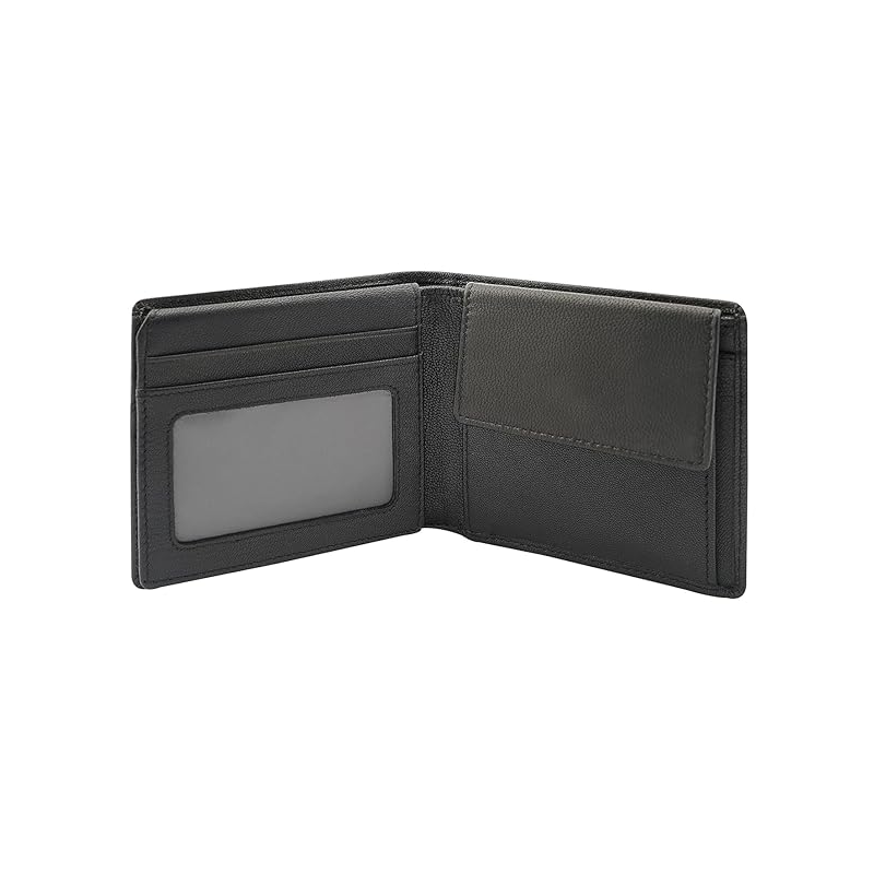 Navy Black Color Groix Over Flap Coin Leather Wallet