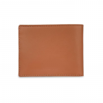 Benetton Men RFID Protected Derwent Slimfold Wallet - Tan+Brown, No. of Card Slot: 8 | Tape Inlayed Slimfold Wallet with Side Closure | Leather