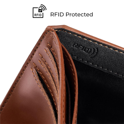 Bifold Wallet for Men | RFID Blocking Faux Leather Wallet | Minimalist Mens Wallet with 6 Card Slots & 2 Hidden Cash Pockets | Premium