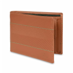 Benetton Men RFID Protected Locarno Global Coin Wallet - Tan, No. of Card Slot: 4 | Embossed Global Coin Wallet with Side Closure | Leather