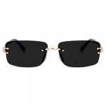 UV Protected Retro Rectangular Rimless Sunglasses for Men and Women