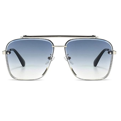 UV Protected Driving Pilot Gradient Square Metal Body Sunglasses for Men and Women