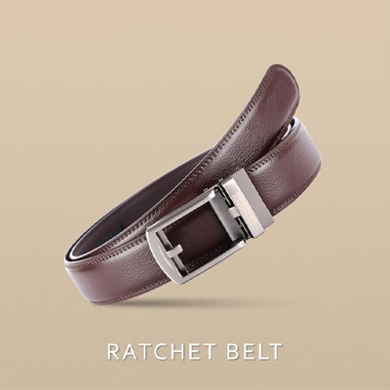 Genuine Leather Belt for Men, Premium Leather Belt with Auto Lock mechanism, Mens Belt Leather Branded with Slide Lock for Everyday Wear