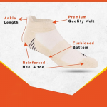 Ankle Sports Socks for Women, Made With Breathable, Anti Odour & Moisture Absorbent Cotton with Durable Welt