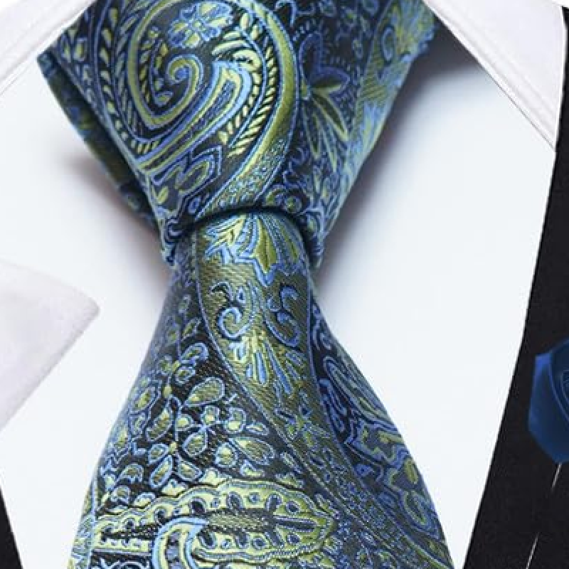 Tie for Men – Micro Silk Neck Ties Set with Cufflinks Flower Pin, Pocket Square & Black Gift Box, Combo Necktie Sets for Office Wear, Formal Suits & W