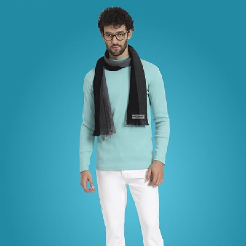 Premium Men's Warm And Stylish Woolen Muffler With Multicolour Stripes And Stylish Tussles Ends - 70 Inches * 11 Inches