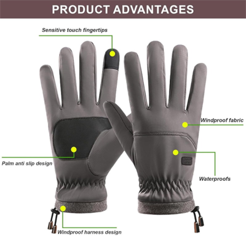 Winter Gloves for Men and Women, Touchscreen Winter Gloves, Thermal Gloves, Anti-Slip Palm Design for Outdoor Grip, Hiking Gloves Winter, Cold Weather