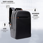 Anti Theft Number Lock Backpack Bag with 15.6 Inch Laptop Compartment, USB Charging Port & Organizer Pocket for Men Women Boys Girls