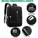 17.3 Inch Lightweight Casual Laptop Backpack with USB Charging Port for Men and Women Waterproof Backpack for Work Travel College