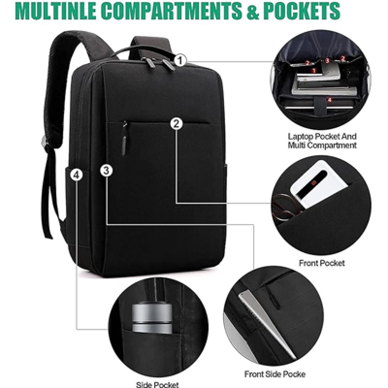 17.3 Inch Lightweight Casual Laptop Backpack with USB Charging Port for Men and Women Waterproof Backpack for Work Travel College
