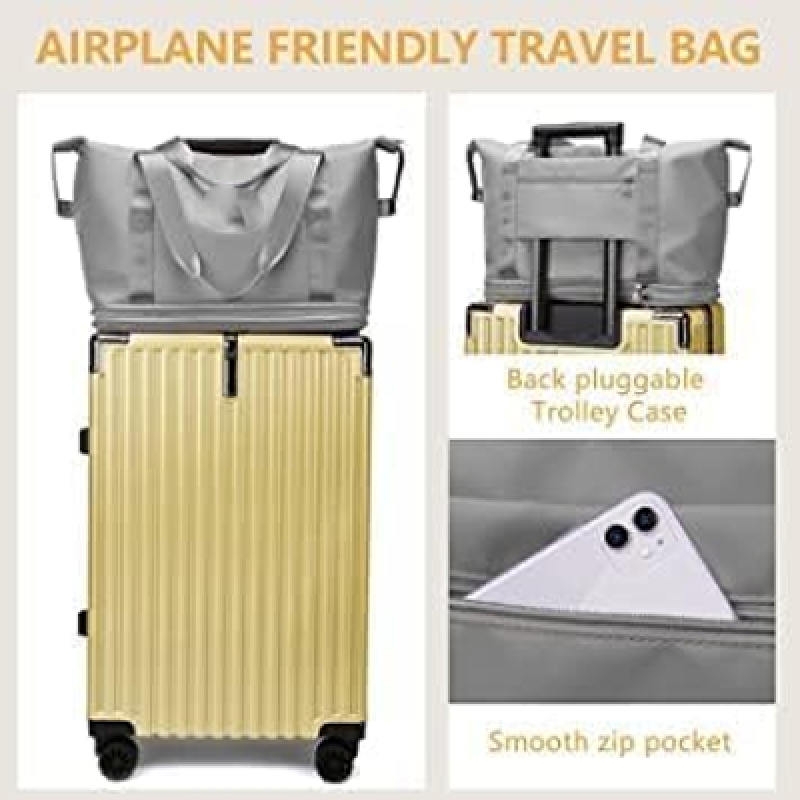 Nylon 41 Cms Imported Foldable Travel Duffle Bag for Women, Expandable Lightweight Waterproof Carry Weekender Overnight Luggage Bag (Grey)