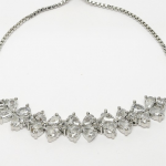 Silver Brass American Diamond Studded Rhodium-Plated Wraparound Bracelet