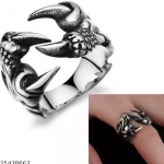 Stainless Steel Vintage Gothic Dragon Claw Biker Ring for Men