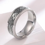 Rings for Men Dragon Celtic Inlay Polish Finish Silver Base Titanium Steel Ring for Men and Boys