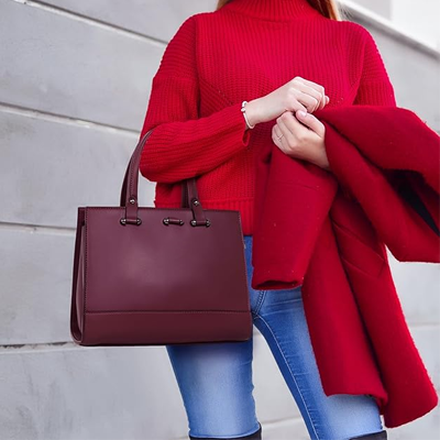 Women Feminina Solid Top Handle Tote Hand Bag