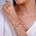 925 Silver Rose Gold Liberty of Love Cuff Bracelet, Adjustable