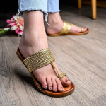 Women’s Kolhapuri Flats – Handwoven Bunai Sandals with Toe Loop