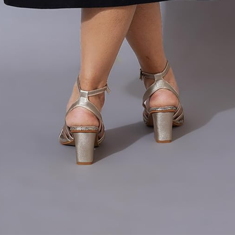 Women’s Block Heel Slip-On Sandals – Stylish Comfortable Heel Party Footwear Heels with Ankle Strap Design