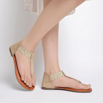 Women's Ethnic Style T-Strap Sandals Chevron Ankle Strap Flats for Casual & Festive Comfortable & Stylish Party