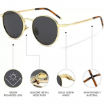 Ponderable UV Protection Coating Round Sunglasses for Men and Women Classic Metal Sun Glasses