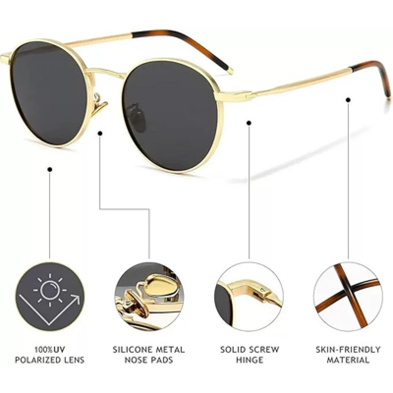 Ponderable UV Protection Coating Round Sunglasses for Men and Women Classic Metal Sun Glasses